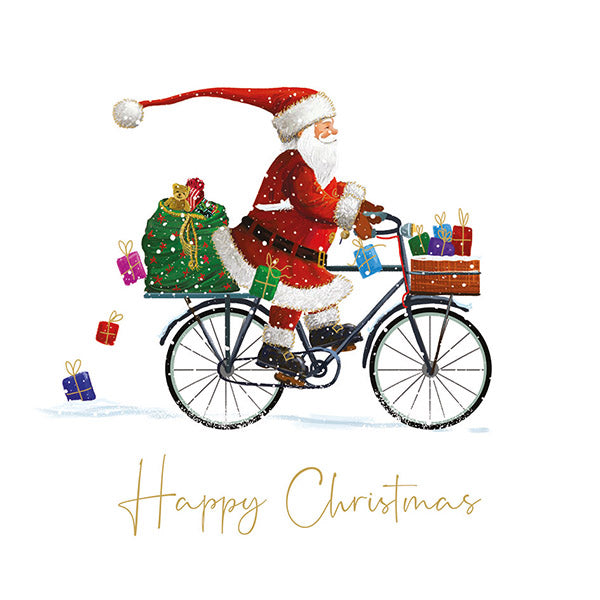 NEW 'Santa's Bike' Foil Charity Christmas Cards 2025 (Pack of 10)