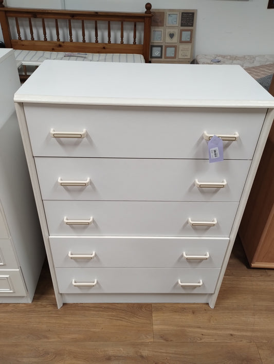 White Chest Of Drawers - 5 Drawers