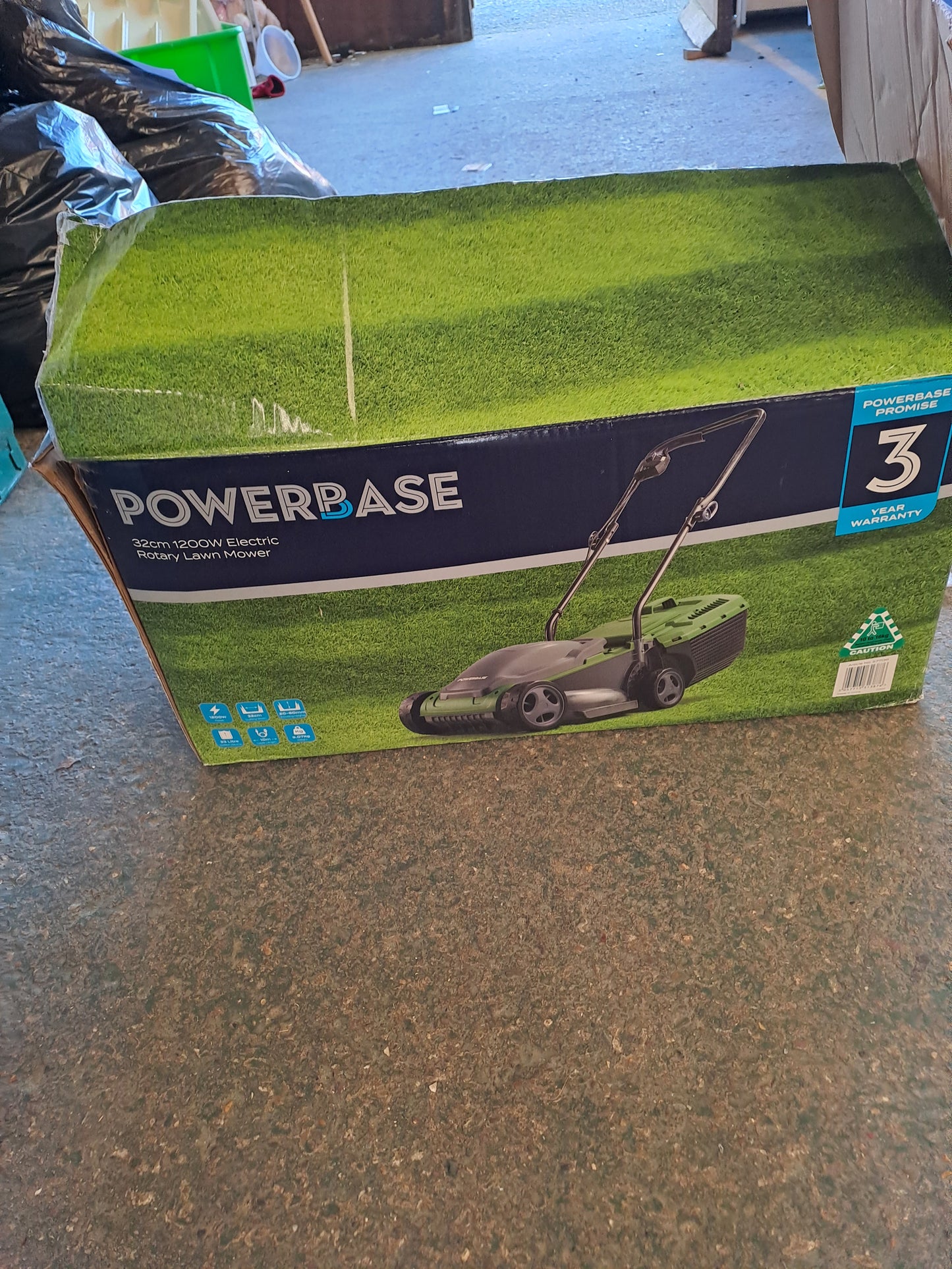 Powerbase 32cm 1200w Electric Rotary Lawn Mower