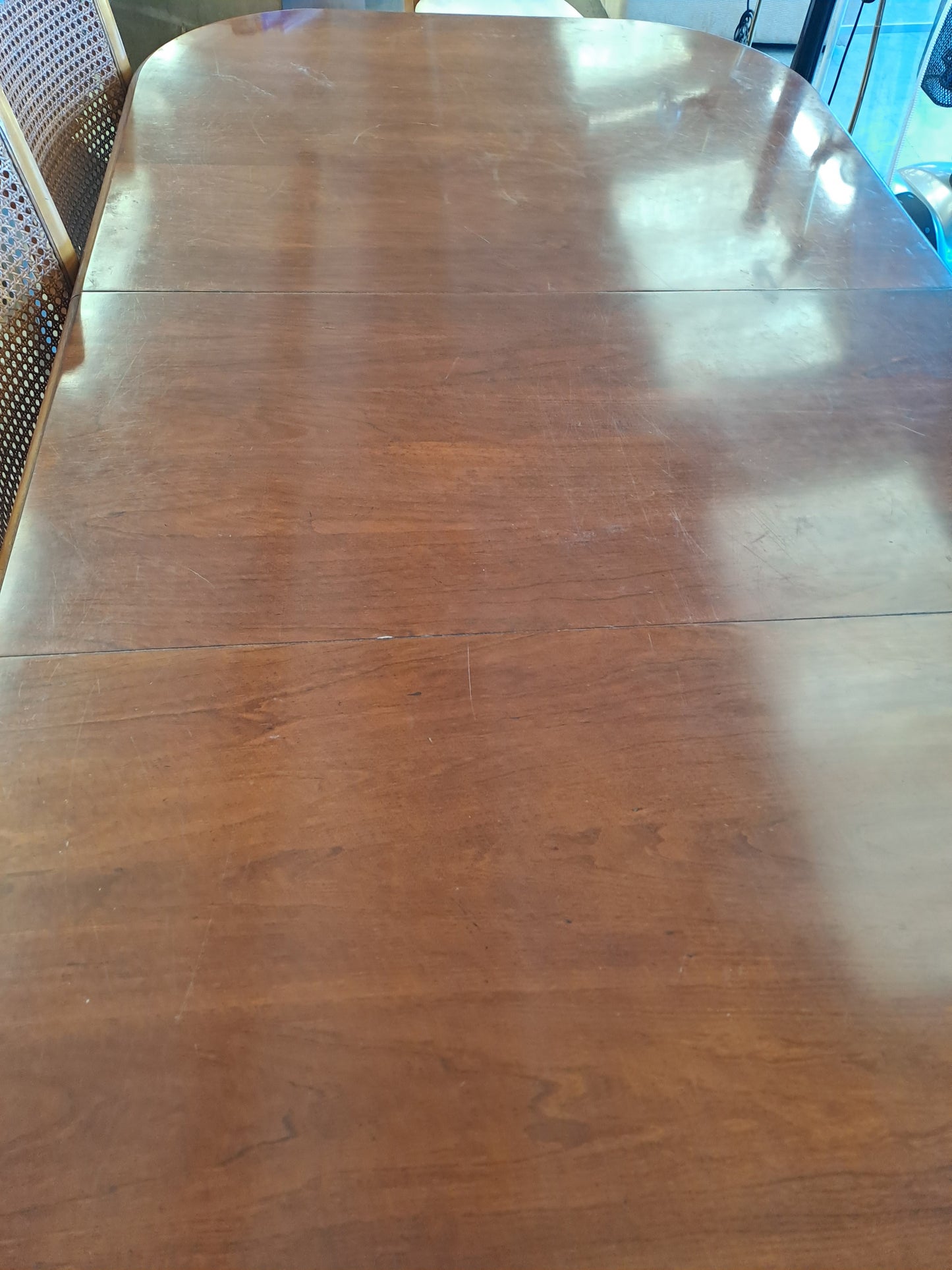 Large Dining Table With 8 Cane Backed Chairs