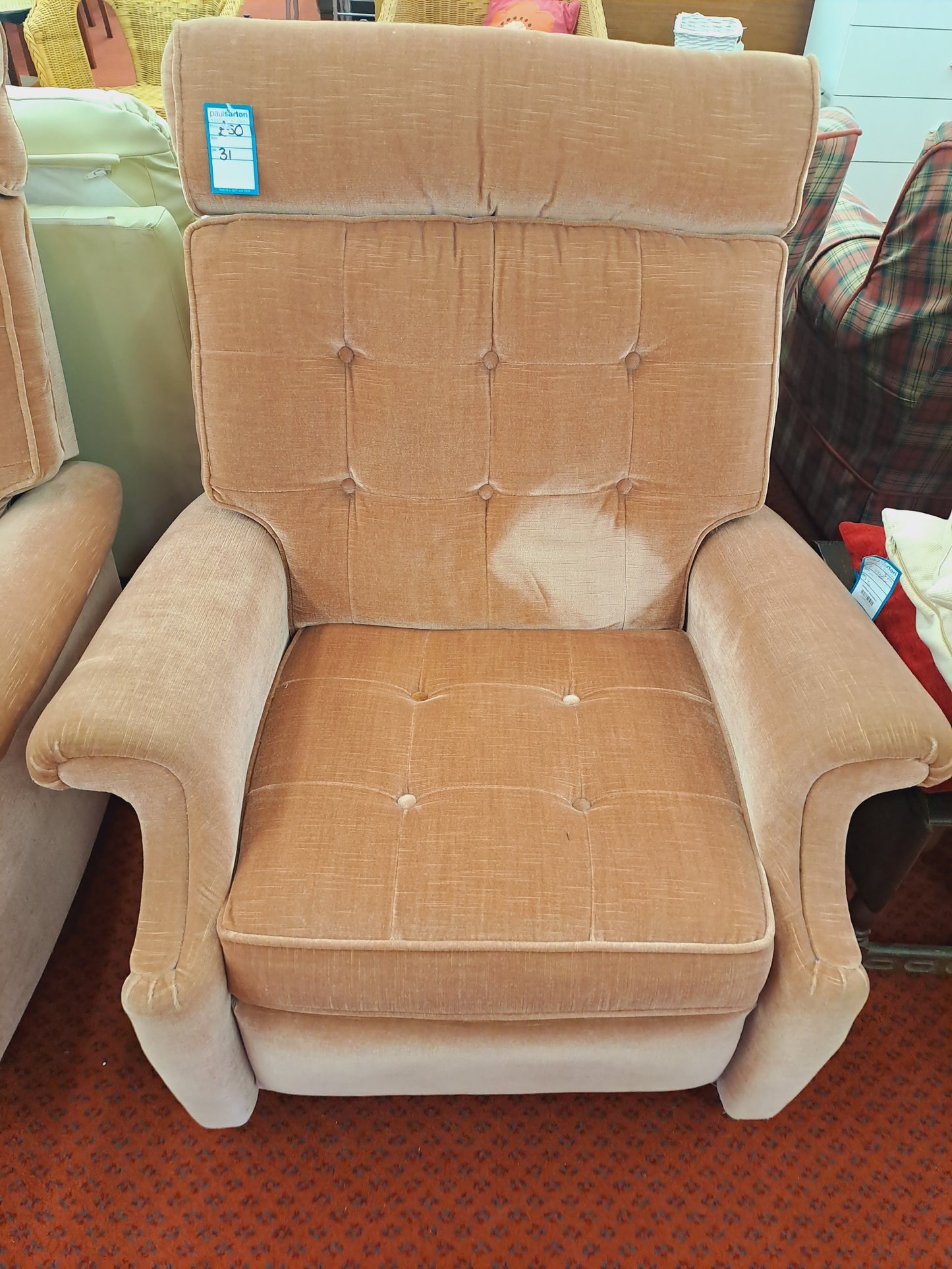 Pink Parker Knoll - Manual Recliner Chair - Vintage