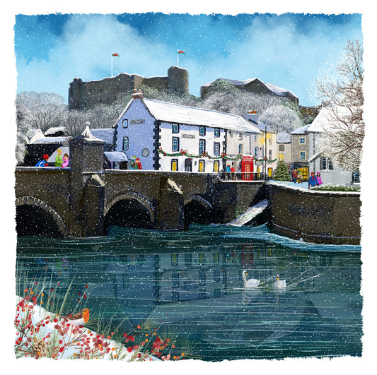New 'Haverfordwest at  Christmas' Charity Christmas Cards (Pack of 10) Welsh and English Message Inside