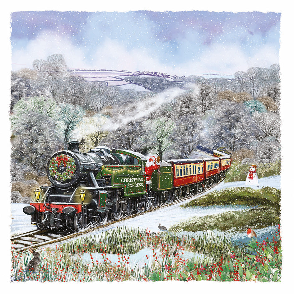 'Santa's Train Ride' Charity Christmas Cards (Pack of 10) Welsh and English Message Inside