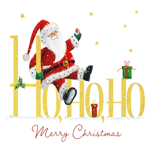 New 'Ho Ho Ho Santa' Foil Charity Christmas Cards (Pack of 10)