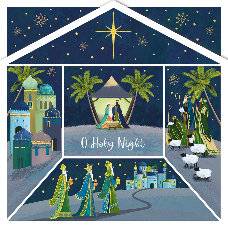New 'O Holy Night' Foil, Die Cut Charity Christmas Cards (Pack of 10)