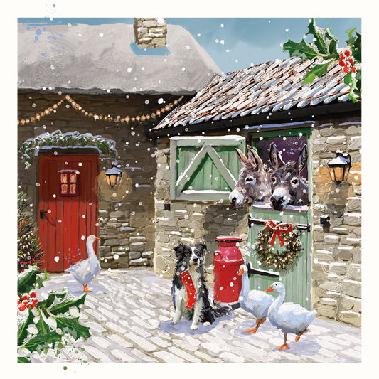 New 'Farmyard Friends' Charity Christmas Cards (Pack of 10) Welsh and English Message Inside