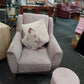 Grey/Pink Sofa, Armchair And Pouffe