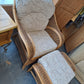 Cane/Wicker armchairs & footstool